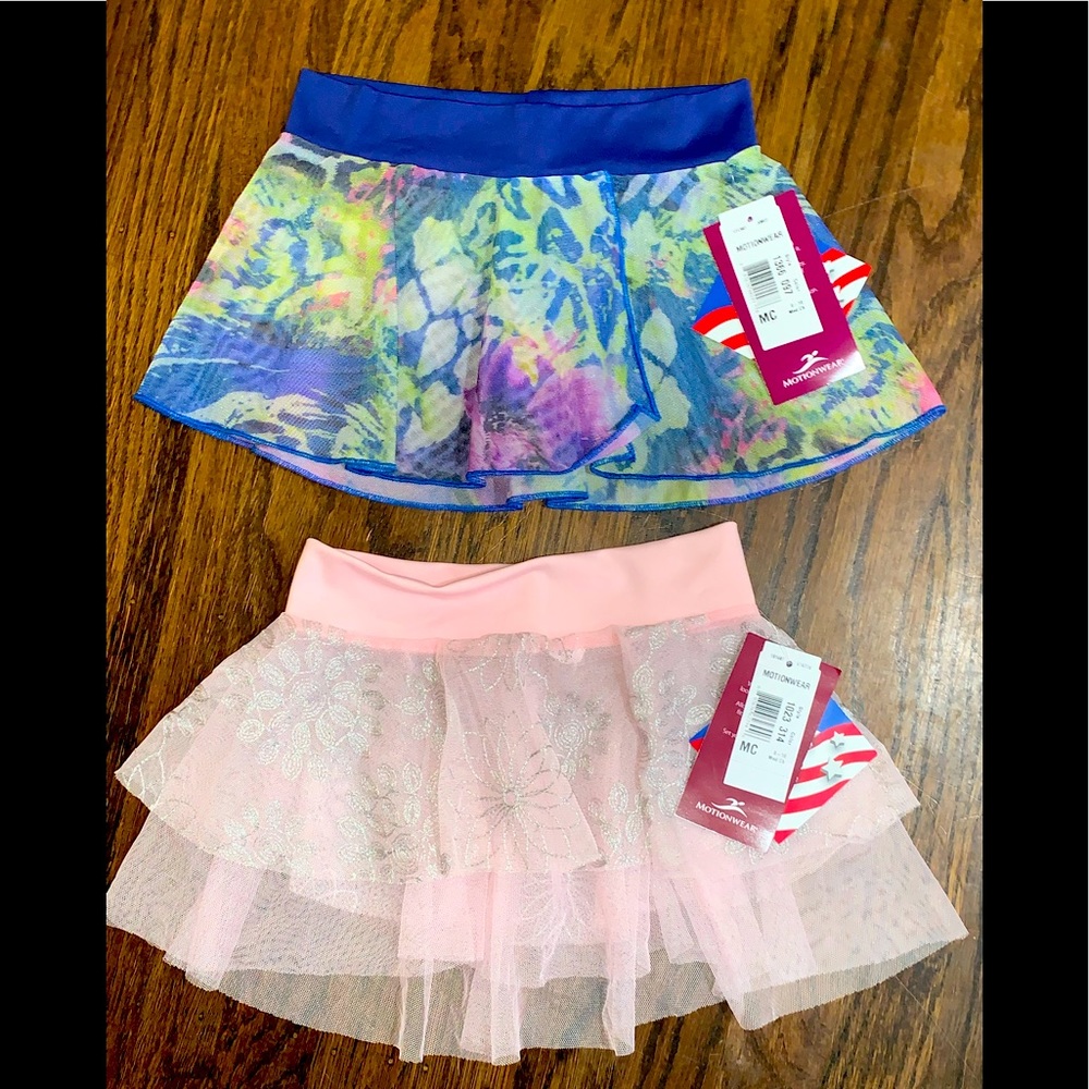 2 NWT Motionwear Girls Ballet Dance Skirt Bundle 8/10